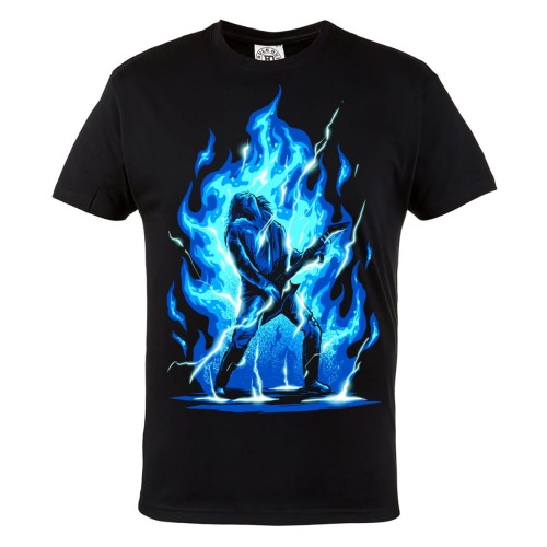 KOSZULKA MUZYCZNA PUNK ROCK METAL GITARZYSTA GITARA BLUE FIRE 1