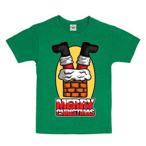 DZIECIĘCA KOSZULKA ŚWIĄTECZNA NA ŚWIĘTA BOŻE NARODZENIE ŚWIĘTY MIKOŁAJ GWIAZDOR W KOMINIE MERRY CHRISTMAS