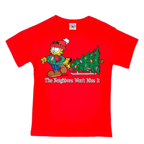 DZIECIĘCA KOSZULKA ŚWIĄTECZNA NA ŚWIĘTA BOŻE NARODZENIE BAJKOWA GARFIELD Z CHOINKĄ THE NEIGHBORS WON'T MISS IT