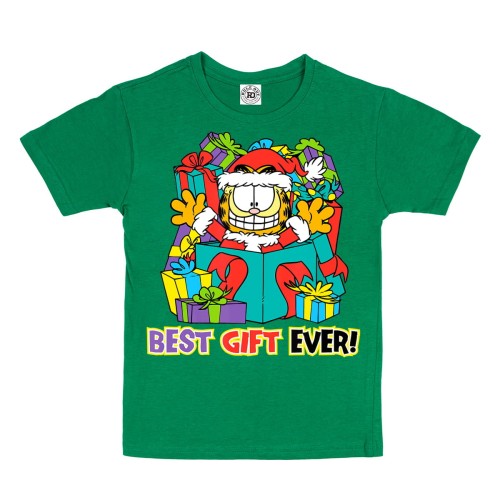 DZIECIĘCA KOSZULKA ŚWIĄTECZNA NA ŚWIĘTA BOŻE NARODZENIE BAJKOWA KOT GARFIELD I PREZENTY BEZT GIFT EVER 1