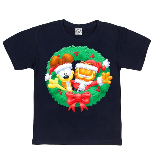 DZIECIĘCA KOSZULKA ŚWIĄTECZNA NA ŚWIĘTA BOŻE NARODZENIE BAJKOWA GARFIELD I ODIE WIENIEC ŚWIĄTECZNY 1