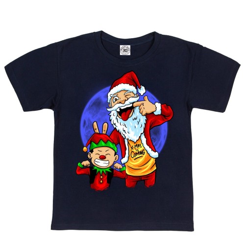 DZIECIĘCA KOSZULKA ŚWIĄTECZNA NA ŚWIĘTA BOŻE NARODZENIE ŚWIĘTY MIKOŁAJ I ELF IDĄ ŚWIĘTA 1