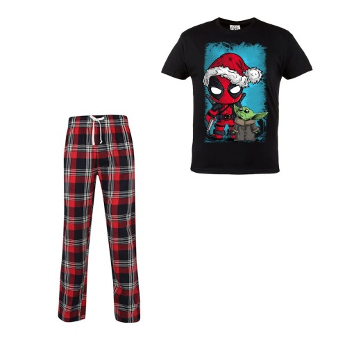 MĘSKA PIŻAMA ŚWIĄTECZNA PREZENT BOŻE NARODZENIE DEADPOOL BABY YODA GROGU 1