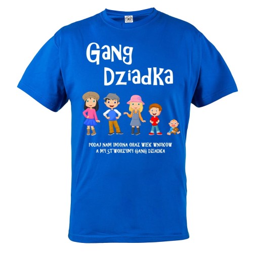 KOSZULKA PERSONALIZOWANA PREZENT NA DZIEŃ DZIADKA GANG DZIADKA NIEBIESKA 1