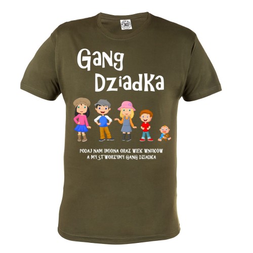 KOSZULKA PERSONALIZOWANA PREZENT NA DZIEŃ DZIADKA GANG DZIADKA KHAKI