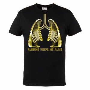 KOSZULKA DLA BIEGACZA BIEGANIE SPORT PŁUCA SPORTOWE BUTY RUNNING KEEPS ME ALIVE