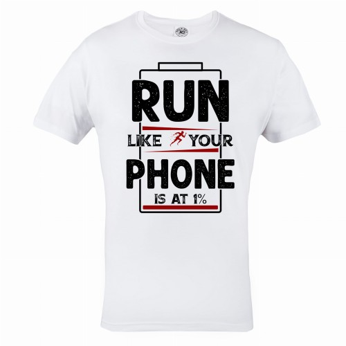 KOSZULKA DLA BIEGACZA BIEGANIE SPORT RUN LIKE YOUR PHONE IS AT 1% 1