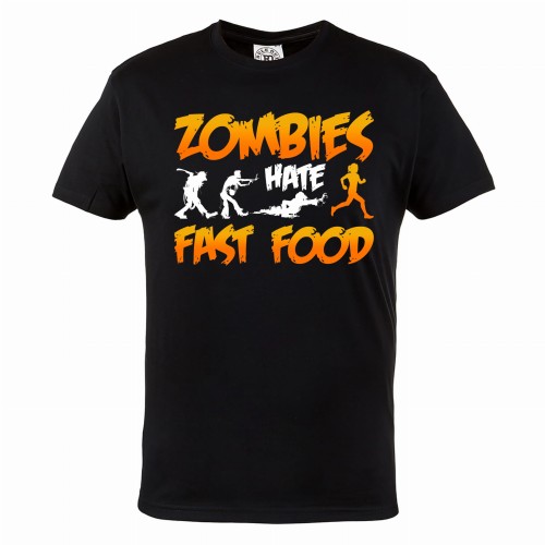 KOSZULKA DLA BIEGACZA BIEGANIE SPORT ZOMBIES HATE FAST FOOD 1