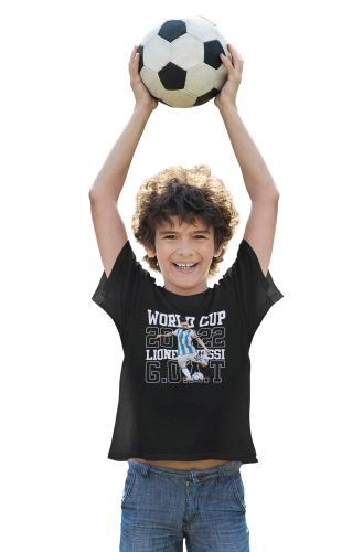 KOSZULKA DZIECIĘCA PIŁKARSKA PIŁKA NOŻNA LIONEL MESSI GOAT GREATEST OF ALL TIME WORLD CUP 2022 