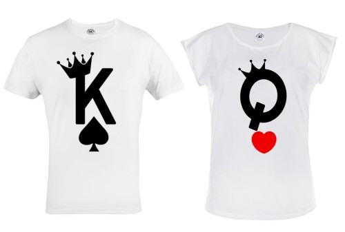 ZESTAW KOSZULEK WALENTYNKOWYCH LOVE PREZENT NA WALENTYNKI QUEEN & KING KARTY