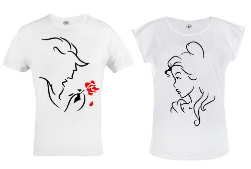 ZESTAW KOSZULEK WALENTYNKOWYCH LOVE PREZENT NA WALENTYNKI PIĘKNA I BESTIA