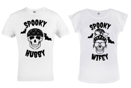 ZESTAW KOSZULEK WALENTYNKOWYCH LOVE PREZENT NA WALENTYNKI SPOOKY HUBBY & WIFEY 