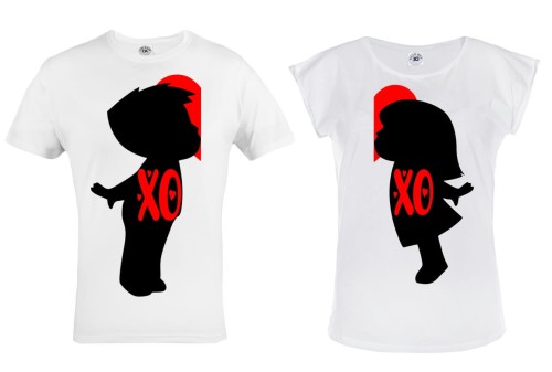 ZESTAW KOSZULEK WALENTYNKOWYCH LOVE PREZENT NA WALENTYNKI CHŁOPIEC I DZIEWCZYNKA BUZIAKI XOXO