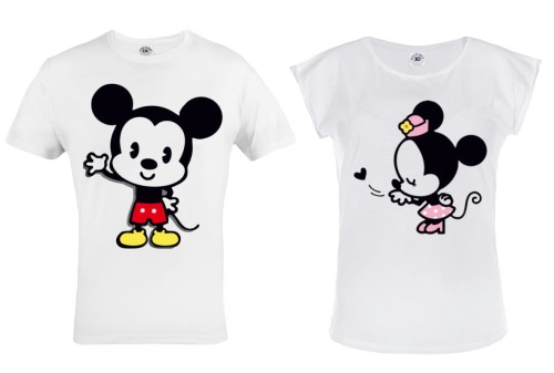 ZESTAW KOSZULEK WALENTYNKOWYCH LOVE PREZENT NA WALENTYNKI DLA PARY MYSZKA MIKI I MINI MICKEY MOUSE & MINNIE 