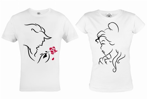 ZESTAW KOSZULEK WALENTYNKOWYCH LOVE PREZENT NA WALENTYNKI BEAUTY AND THE BEAST PIĘKNA I BESTIA 