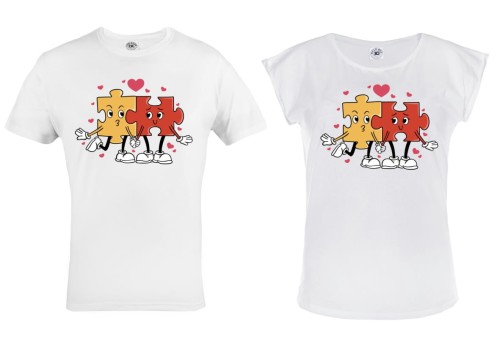 ZESTAW KOSZULEK WALENTYNKOWYCH PREZENT NA WALENTYNKI ZAKOCHANE PUZZLE PERFECT MATCH