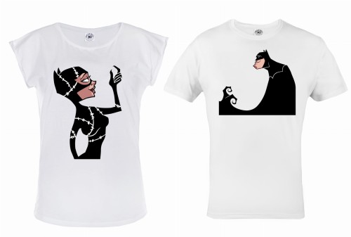 ZESTAW KOSZULEK WALENTYNKOWYCH PREZENT NA WALENTYNKI BATMAN I KOBIETA KOT