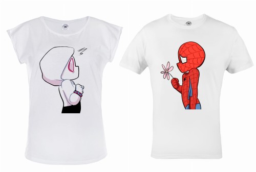 ZESTAW KOSZULEK WALENTYNKOWYCH PREZENT NA WALENTYNKI SPIDER-MAN I GWEN STACY 
