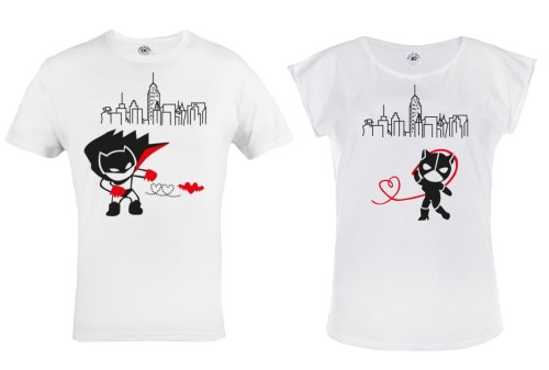 ZESTAW KOSZULEK WALENTYNKOWYCH PREZENT NA WALENTYNKI BATMAN I KOBIETA KOT DC 