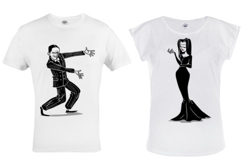 ZESTAW KOSZULEK WALENTYNKOWYCH PREZENT NA WALENTYNKI RODZINA ADDAMSÓW MORTICIA I GOMEZ 