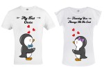 ZESTAW KOSZULEK WALENTYNKOWYCH PREZENT NA WALENTYNKI ZAKOCHANE PINGWINY