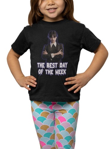 KOSZULKA DZIECIĘCA DLA DZIEWCZYNKI SERIAL NETFLIX WEDNESDAY THE BEST DAY OF THE WEEK 1