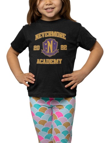 KOSZULKA DZIECIĘCA DLA DZIEWCZYNKI SERIAL NETFLIX WEDNESDAY NEVERMORE ACADEMY 1