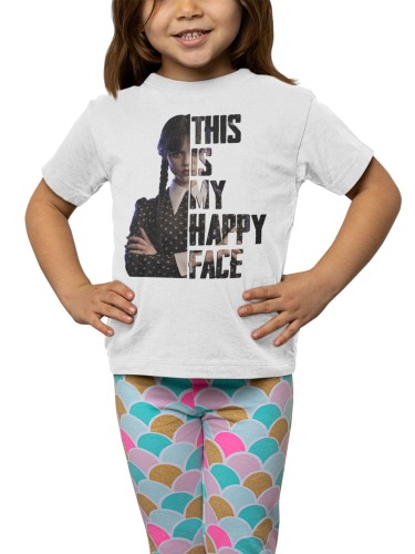 KOSZULKA DZIECIĘCA DLA DZIEWCZYNKI SERIAL NETFLIX WEDNESDAY THIS IS MY HAPPY FACE