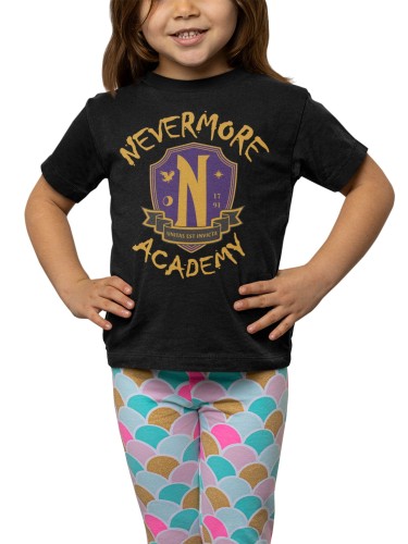 KOSZULKA DZIECIĘCA DLA DZIEWCZYNKI SERIAL NETFLIX WEDNESDAY NEVERMORE ACADEMY 1