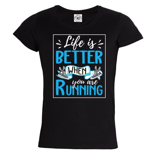 KOSZULKA DAMSKA BIEGANIE SPORT LIFE IS BETTER WHEN YOU ARE RUNNING