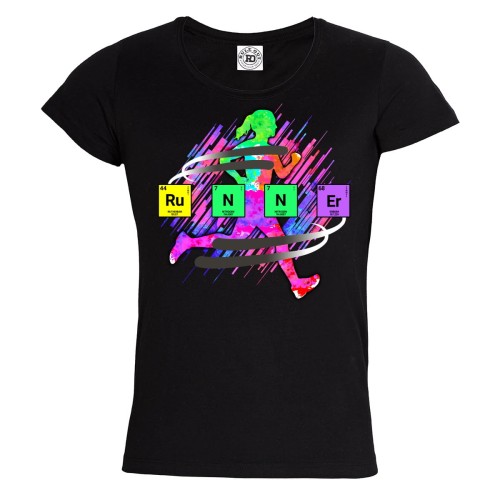 KOSZULKA DAMSKA BIEGANIE SPORT RU-N-N-ER PIERWIASTKI DLA CHEMIKA 1