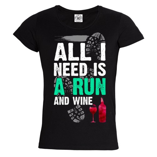 KOSZULKA DAMSKA BIEGANIE I WINO SPORT ALL I NEED IS A RUN AND WINE 1