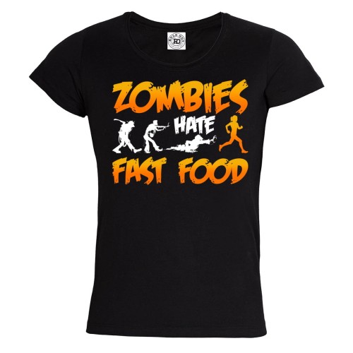 KOSZULKA DAMSKA BIEGANIE SPORT ZOMBIES HATE FAST FOOD 1