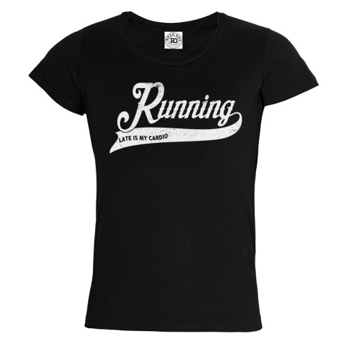 KOSZULKA DAMSKA BIEGANIE SPORT RUNNING LATE IS MY CARDIO 1