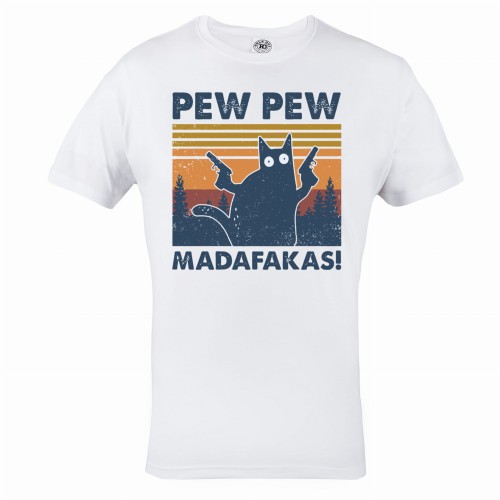 KOSZULKA MĘSKA Z KOTEM KOT PEW PEW MADAFAKAS
