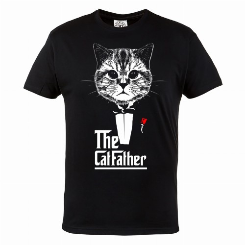 KOSZULKA MĘSKA Z KOTEM ELEGANCKI KOT THE CATFATHER 1