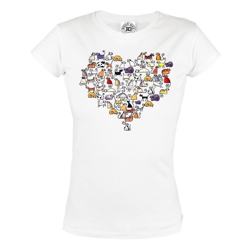 KOSZULKA DAMSKA Z KOTEM DLA MIŁOŚNICZKI KOTÓW KOCIARY SERCE