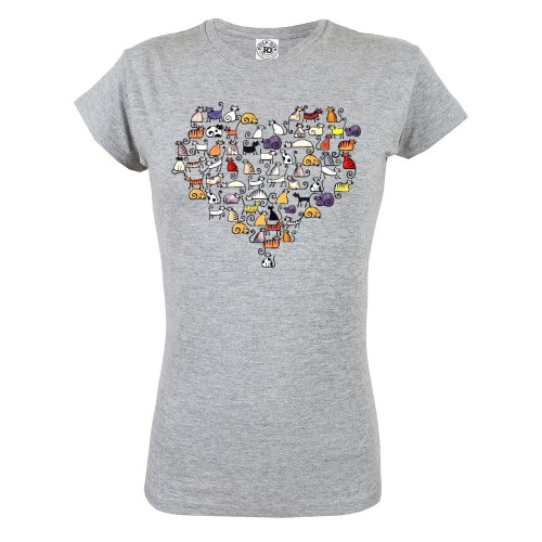 KOSZULKA DAMSKA Z KOTEM DLA MIŁOŚNICZKI KOTÓW KOCIARY SERCE