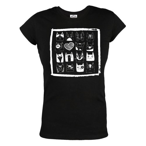 KOSZULKA DAMSKA Z KOTEM DLA MIŁOŚNICZKI KOTÓW KOCIARY SZKICOWANE KOTKI 1