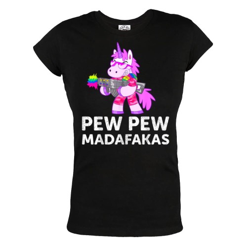 KOSZULKA DAMSKA Z RÓŻOWYM JEDNOROŻCEM UNICORN PEW PEW MADAFAKAS