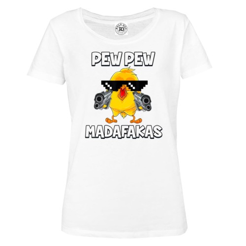 KOSZULKA DAMSKA Z KURCZAKIEM ŻÓŁTE PISKLĘ PEW PEW MADAFAKAS 1