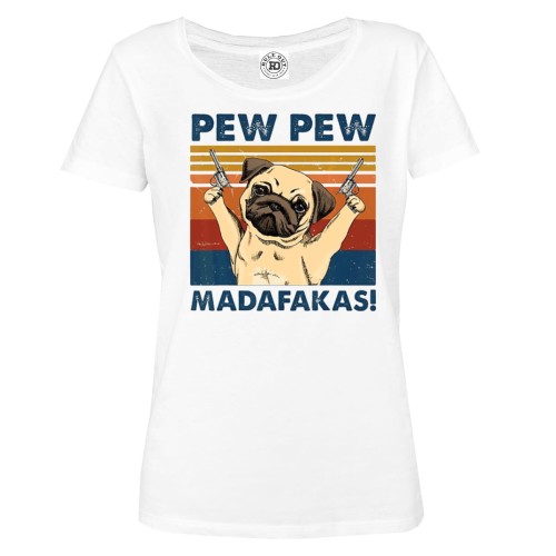 KOSZULKA DAMSKA Z MOPSEM PIES PUG PEW PEW MADAFAKAS 1