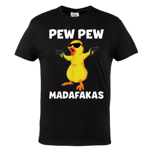 KOSZULKA MĘSKA Z KURCZAKIEM ŻÓŁTE PISKLĘ PEW PEW MADAFAKAS 1