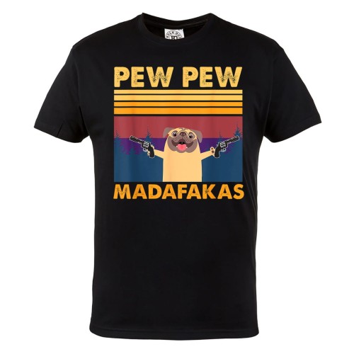 KOSZULKA MĘSKA Z PSEM MOPS MOPSIK PEW PEW MADAFAKAS PISTOLETY 1