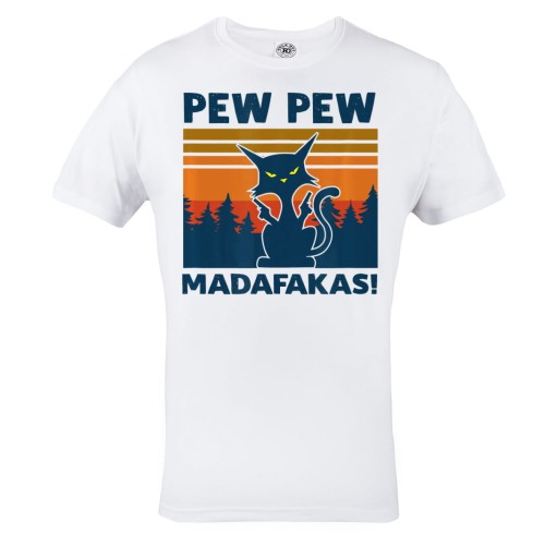 KOSZULKA MĘSKA GRANATOWY KOT PEW PEW MADAFAKAS 1
