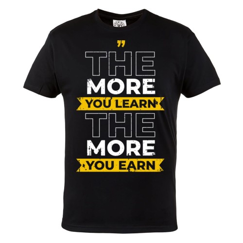 KOSZULKA MĘSKA MOTYWACJA THE MORE YOU LEARN THE MORE YOU EARN URBAN STYLE BE POSITIVE 1