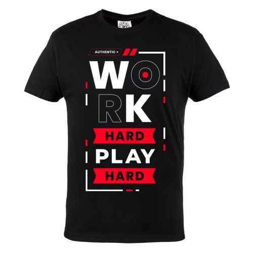 KOSZULKA MĘSKA MOTYWACJA WORK HARD PLAY HARD URBAN STYLE BE POSITIVE 1