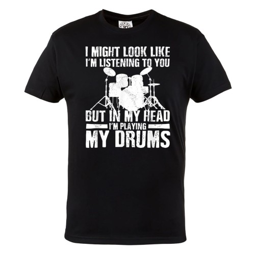 KOSZULKA MĘSKA MUZYCZNA DLA PERKUSISTY PERKUSJA IN MY HEAD I'M PLAYING MY DRUMS 1