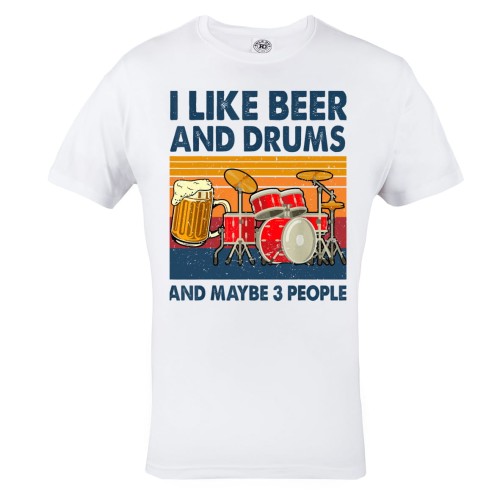 KOSZULKA MĘSKA MUZYCZNA DLA PERKUSISTY PERKUSJA I LIKE BEER AND DRUMS AND MAYBE 3 PEOPLE 1