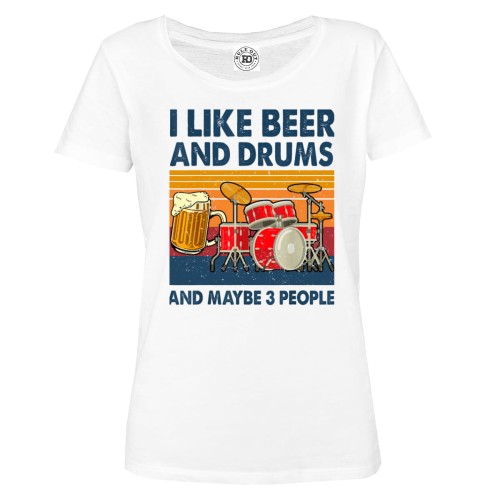 KOSZULKA DAMSKA MUZYCZNA PERKUSJA DRUMS I LIKE BEER AND DRUMS AND MAYBE 3 PEOPLE 1